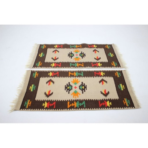 Paire de tapis en laine Kilim 1960