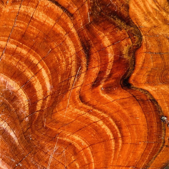 Image 1 of Ensemble de 7 tabourets en bois vintage avec table basse