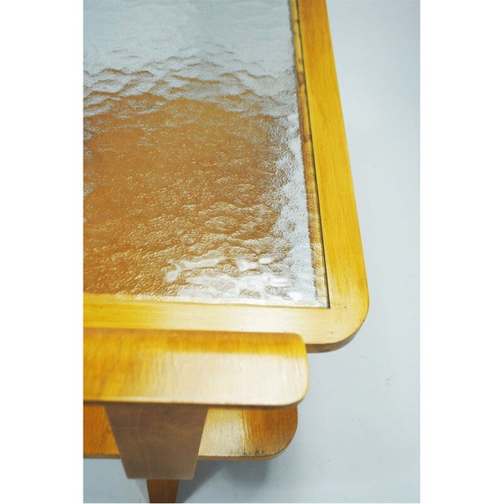 Image 1 of Chariot à thé vintage en bois de hêtre et verre par Willem Lutjens pour Gouda den Boer, Pays-Bas 1953