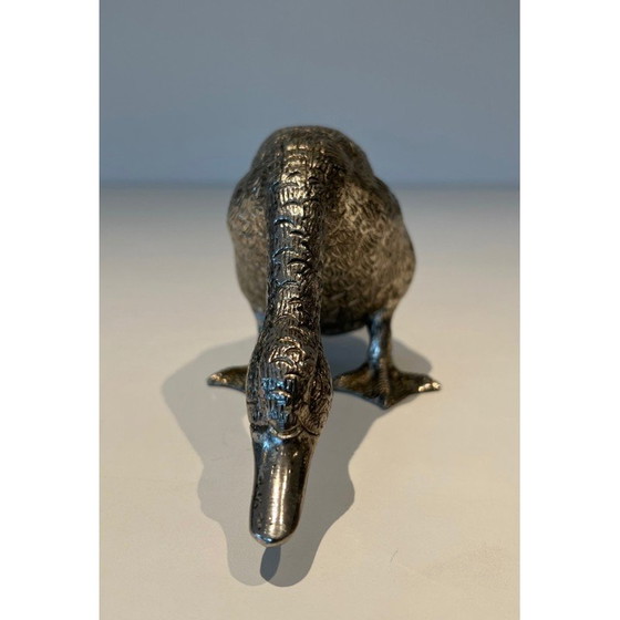 Image 1 of Canard vintage en bronze argenté, 1970