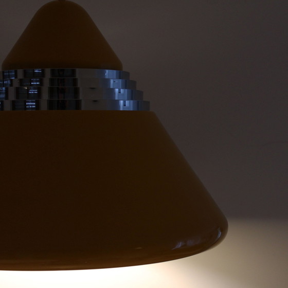 Image 1 of Lampe pendante à cône jaune par Kazuo Motozawa pour Staff, 1970S