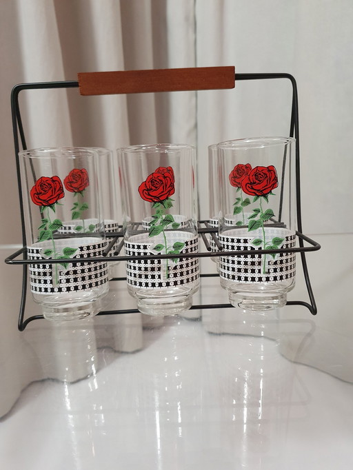 6 Verres Avec Support Mid Century 60Ers