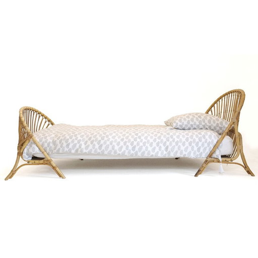 Lit en rotin vintage, 1960-1970
