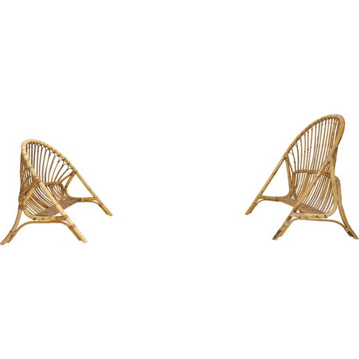 Lit en rotin vintage, 1960-1970