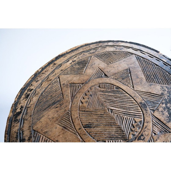 Image 1 of Tabouret vintage en bois sculpté à la main, Nigeria 1950