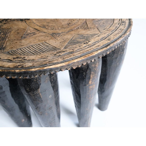 Image 1 of Tabouret vintage en bois sculpté à la main, Nigeria 1950