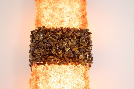 Image 1 of Paire D’Appliques « Honey » En Amazonite Et Ambre. Travail Contemporain.