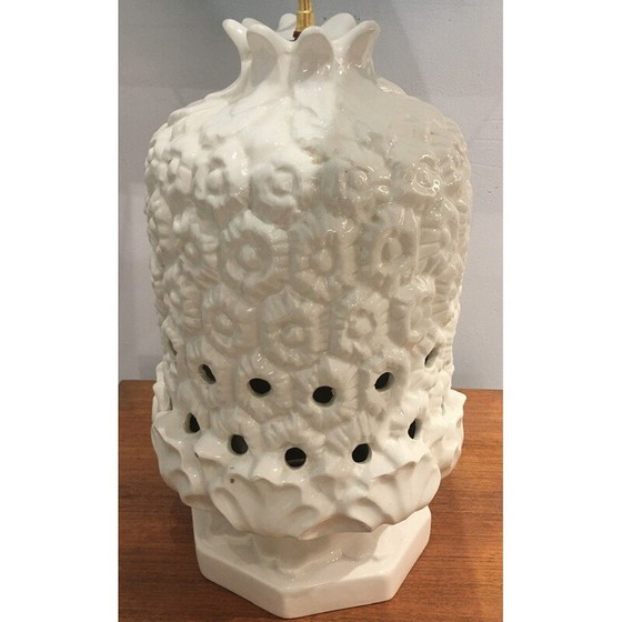 Image 1 of Lampe vintage ananas en céramique crème, Italie 1970
