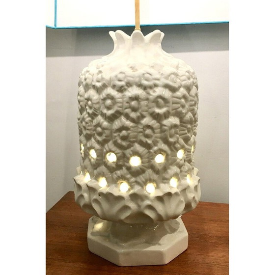 Image 1 of Lampe vintage ananas en céramique crème, Italie 1970