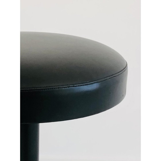 Image 1 of Tabouret réglable vintage en skaï noir, Italie 1980