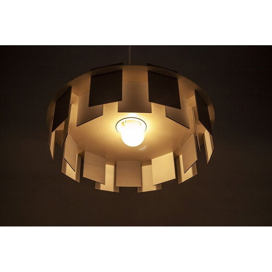 Image 1 of Lampe suspendue vintage danoise en métal gris et blanc, 1960