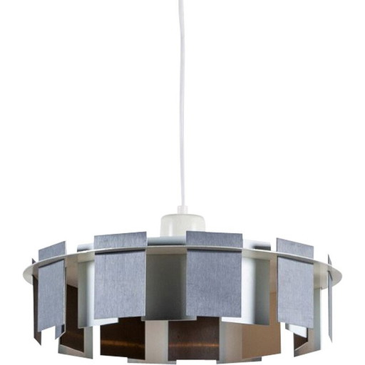 Lampe suspendue vintage danoise en métal gris et blanc, 1960