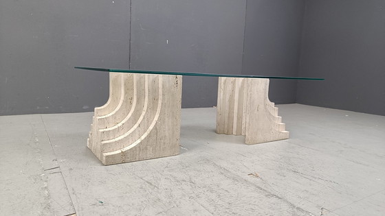 Image 1 of Table basse vintage en travertin, 1970