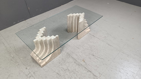 Image 1 of Table basse vintage en travertin, 1970