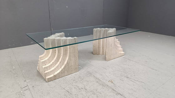Image 1 of Table basse vintage en travertin, 1970
