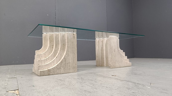 Image 1 of Table basse vintage en travertin, 1970