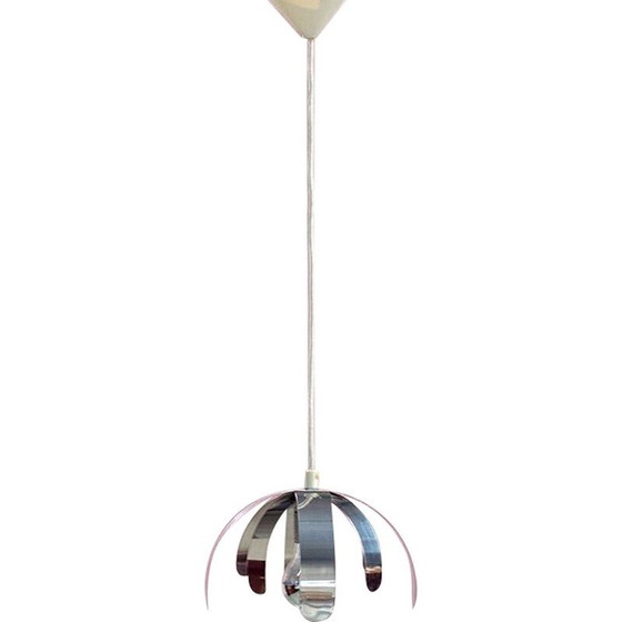 Image 1 of Suspension vintage en acier inoxydable, France 1970