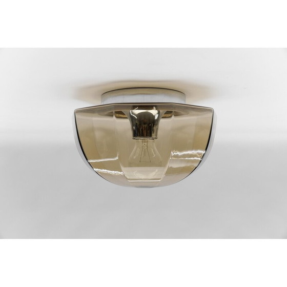 Image 1 of Plafonnier octogonal vintage en verre fumé, Allemagne 1960