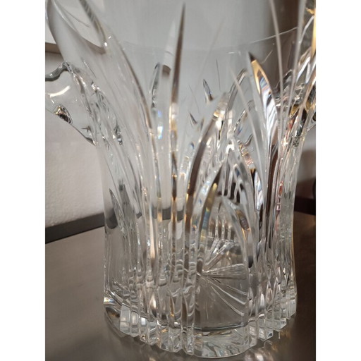 Seau à glace en cristal taillé vintage, France 1970