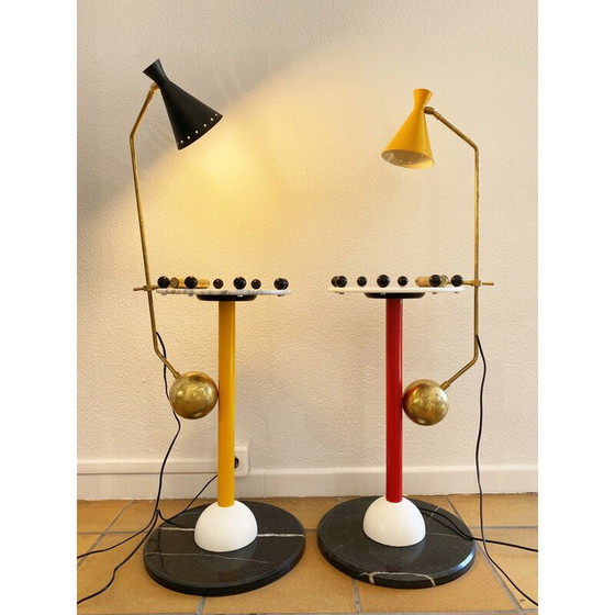 Image 1 of Lampe à contrepoids vintage en laiton et métal, Italie 1950