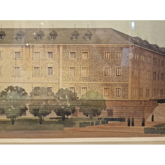 Image 1 of Peinture vintage "Elévation du projet architectural" par Luis Cervera Vera, 1970