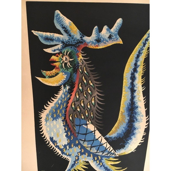 Image 1 of Impression vintage représentant un coq par Jean Lurçat, France 1970