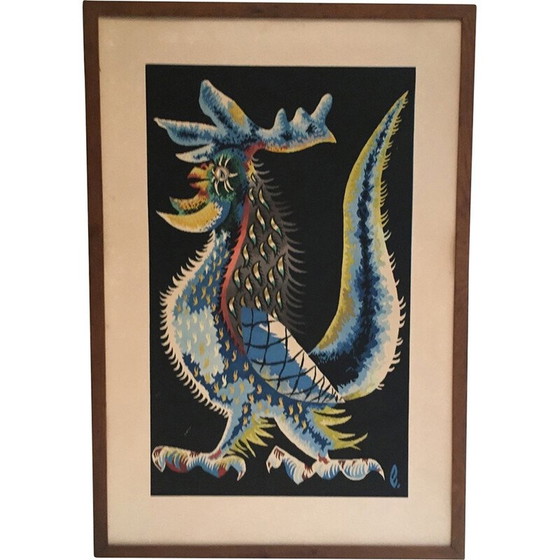 Image 1 of Impression vintage représentant un coq par Jean Lurçat, France 1970