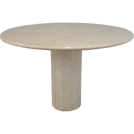 Image 1 of Table de salle à manger ronde en travertin par Jean Charles pour Roche Bobois, 1970