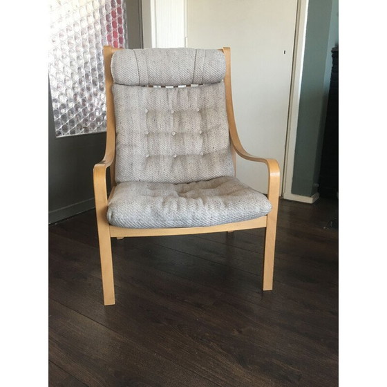 Image 1 of Chaise vintage scandinave en hêtre et laine