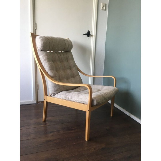 Image 1 of Chaise vintage scandinave en hêtre et laine