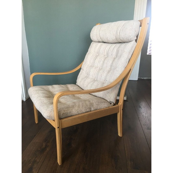 Image 1 of Chaise vintage scandinave en hêtre et laine