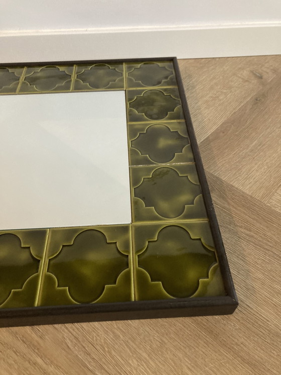 Image 1 of Miroir des années 1970 carreaux de céramique avec cadre en bois