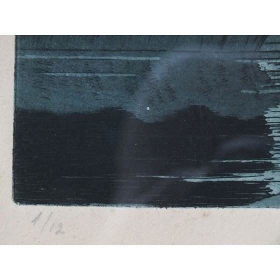 Image 1 of Gravure à l'aquatinte du Lac des cygnes vintage par Sir Claude Francis Barry, 1900