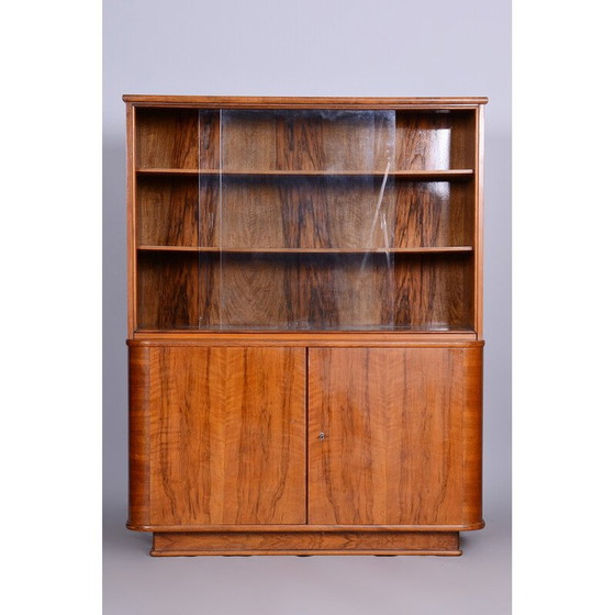 Image 1 of Bibliothèque Art déco vintage en noyer, Tchécoslovaquie, années 1950