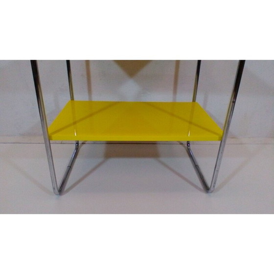 Image 1 of Table basse vintage en acier et bois jaune par Robert Slezák, Tchécoslovaquie 1940