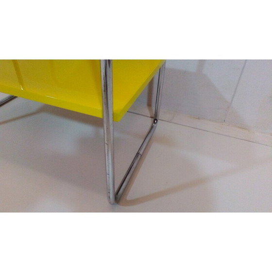 Image 1 of Table basse vintage en acier et bois jaune par Robert Slezák, Tchécoslovaquie 1940