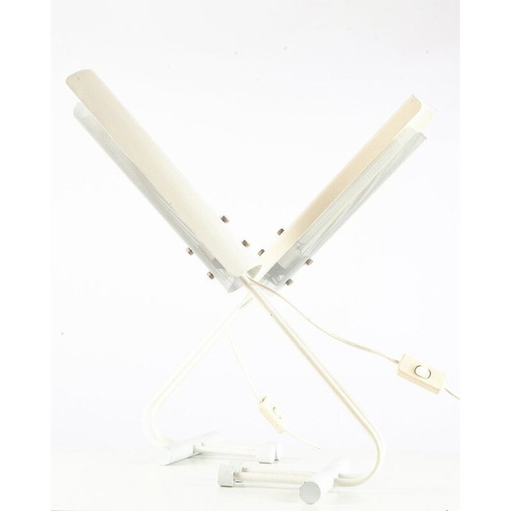 Image 1 of Paire de lampes de table vintage en métal blanc, Suède 1980