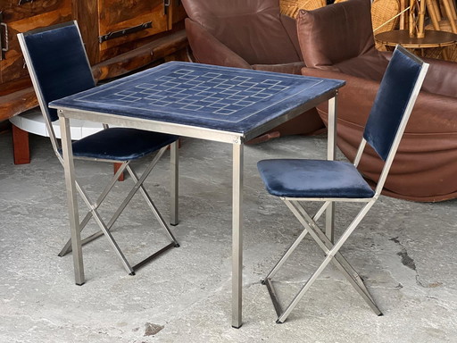 Table à Jeux et 2 Chaises Vintage Christian Dior 1975