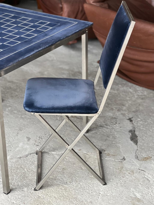 Table à Jeux et 2 Chaises Vintage Christian Dior 1975