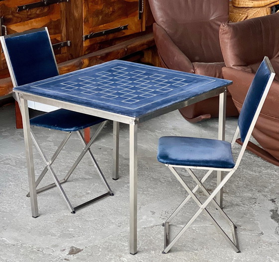Image 1 of Table à Jeux et 2 Chaises Vintage Christian Dior 1975