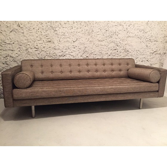 Image 1 of Canapé en tissu beige et métal - années 1980