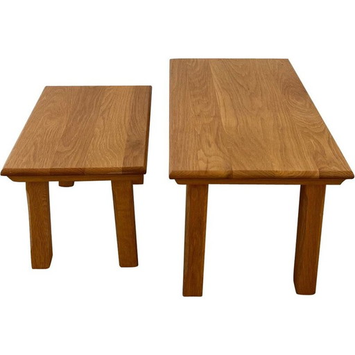 Tables gigognes en bois de chêne du milieu du siècle, Hollande 1970