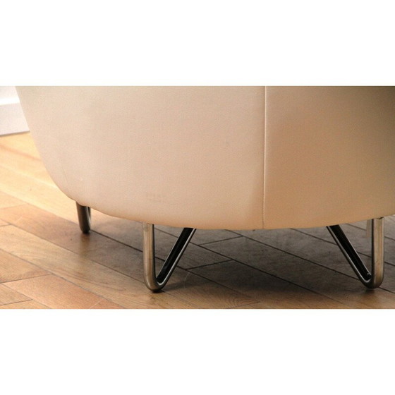 Image 1 of Paire de fauteuils Maybe vintage en métal chromé et similicuir blanc pour Cotta