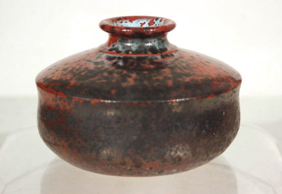 Image 1 of Leandro Lega Faenza - Vase En Céramique Émail Moucheté Italie Circa 1950