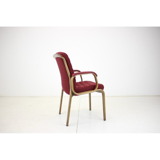 Image 1 of Fauteuil vintage en tissu et bois courbé par Albert Stoll pour Giroflex, Suisse 1970