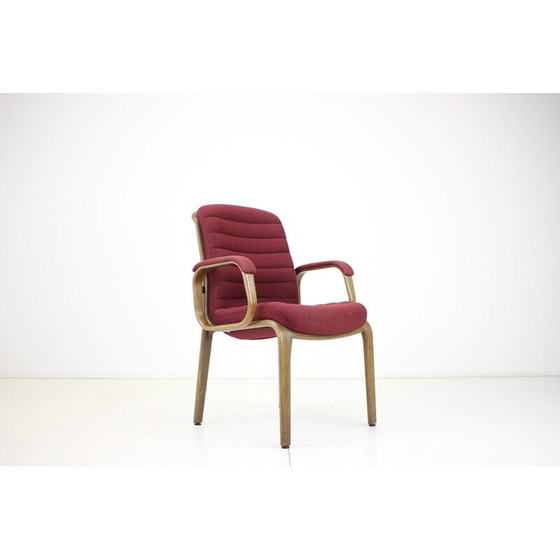 Image 1 of Fauteuil vintage en tissu et bois courbé par Albert Stoll pour Giroflex, Suisse 1970