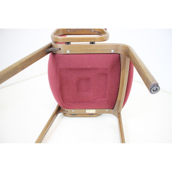 Image 1 of Fauteuil vintage en tissu et bois courbé par Albert Stoll pour Giroflex, Suisse 1970