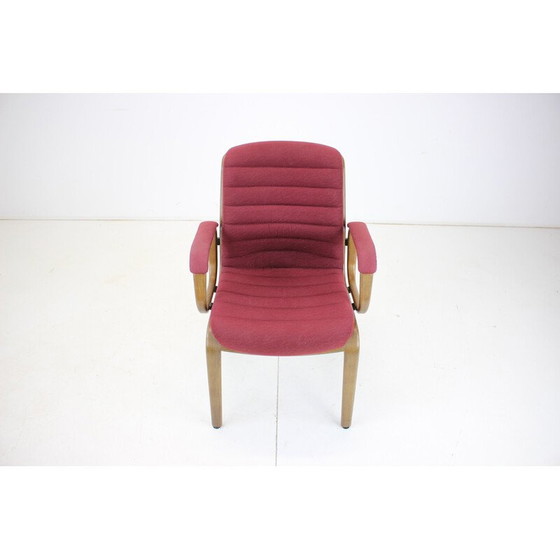 Image 1 of Fauteuil vintage en tissu et bois courbé par Albert Stoll pour Giroflex, Suisse 1970