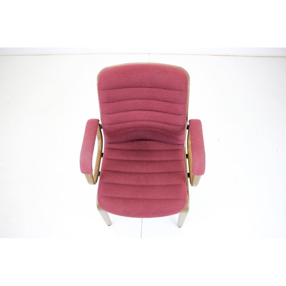 Image 1 of Fauteuil vintage en tissu et bois courbé par Albert Stoll pour Giroflex, Suisse 1970