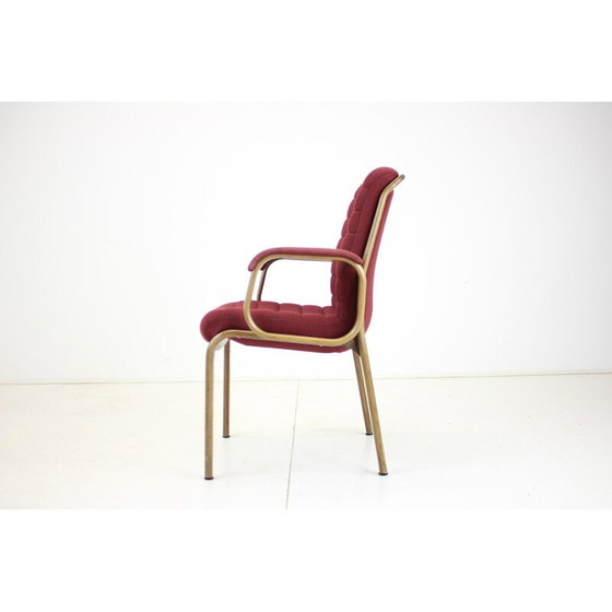 Image 1 of Fauteuil vintage en tissu et bois courbé par Albert Stoll pour Giroflex, Suisse 1970